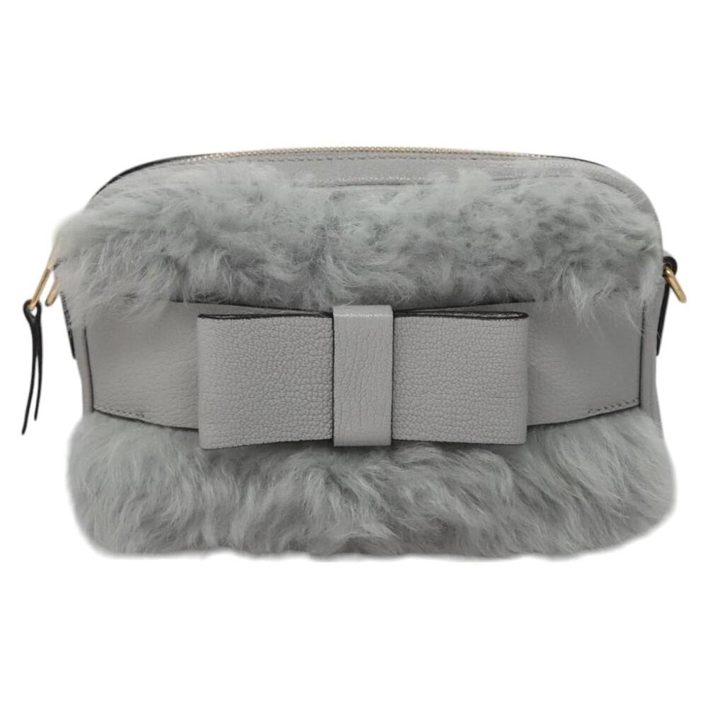 Miu Miu Leather Shoulder Bag Gray